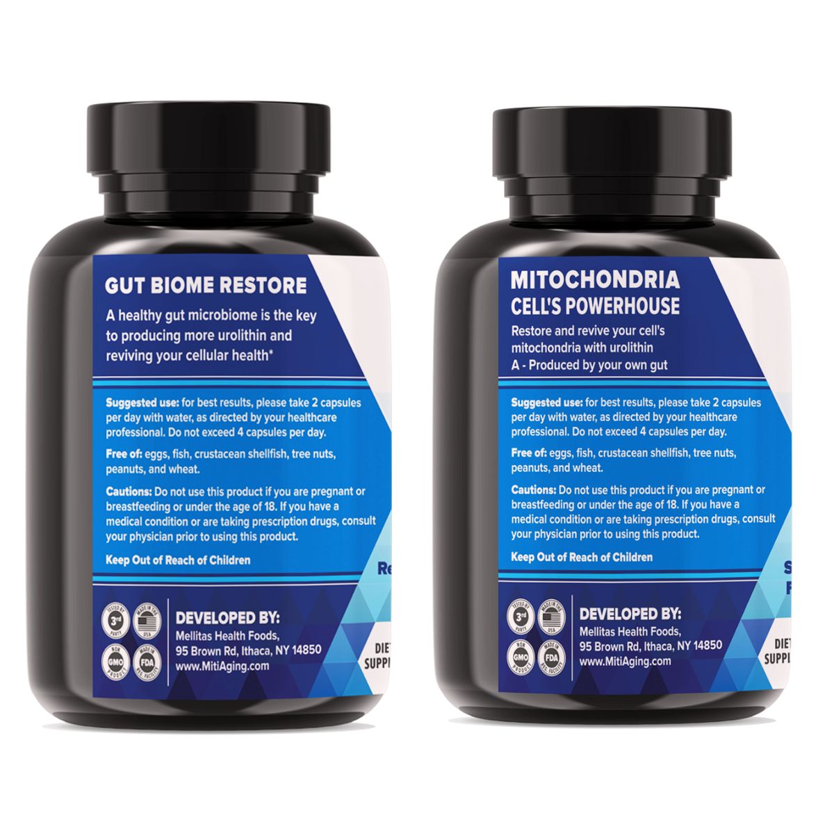 MitiAging Basic - Mitochondrial Restore & Revive + Gut Biome Restore Bundle - Left Panel Image