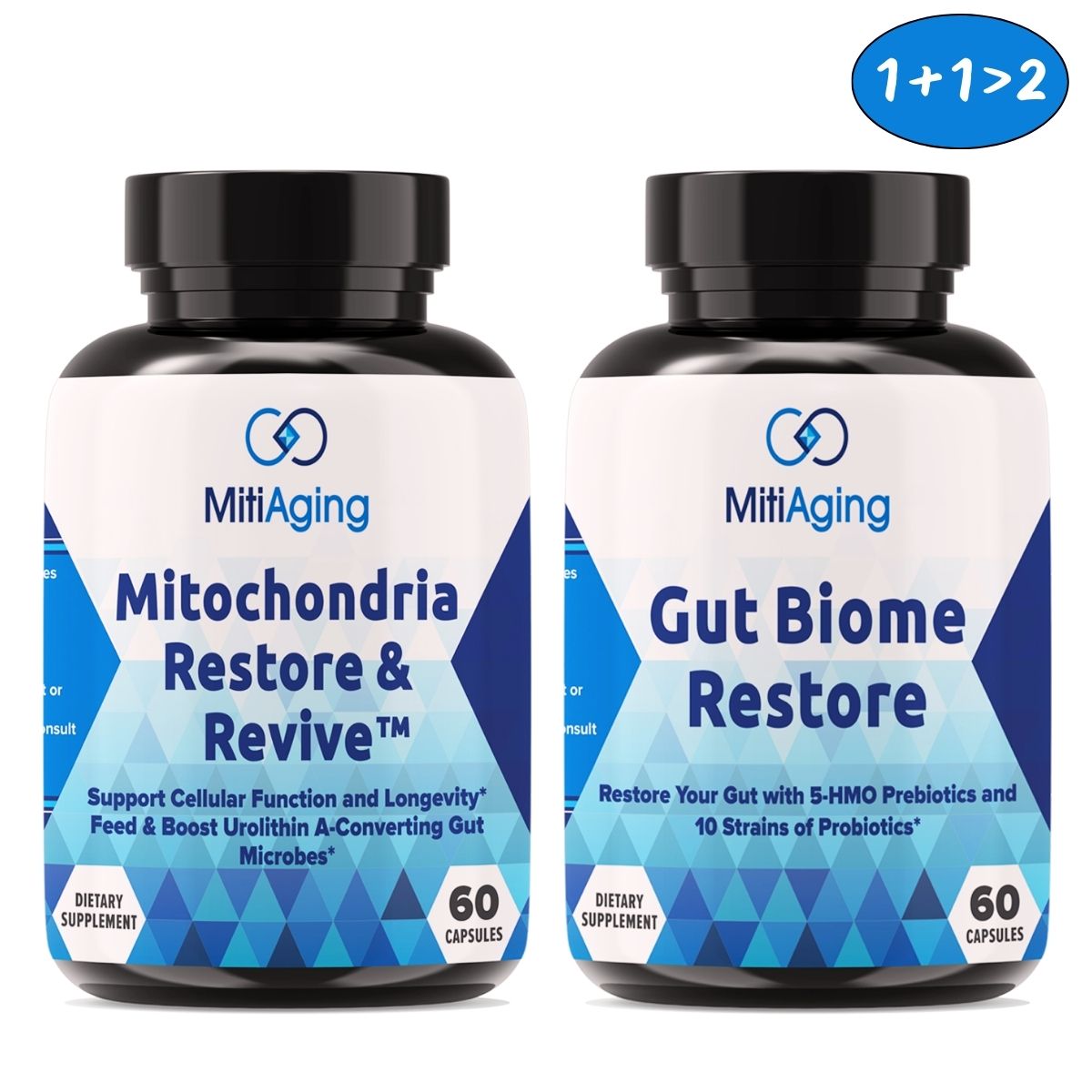 MitiAging Basic - Mitochondrial Restore & Revive + Gut Biome Restore Bundle Main Image